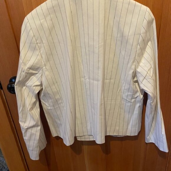 Talbots Double Breasted Blazer Nautical Stripe Navy/Cream Womens Sz16 Petite - Picture 5 of 5